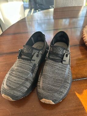 Hey Dude Men's Slip-On Knit Loafers in Black and Gray